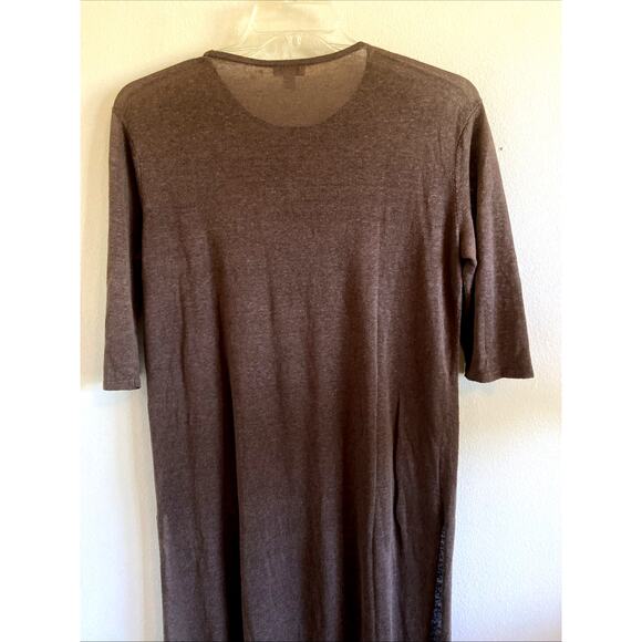 J Jill Brown Linen Viscose Vneck Sheer Resort Dress Swim Coverup Womens Small - Picture 6 of 8